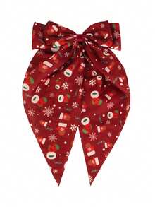 1 Peça Clipe de Cabelo Laço de Festa de Natal de Poliéster, Acessório de Moda para Mulheres, Adequado para Festa de Natal, Presilhas de Garra, Grampo de Cabelo, Barras de Cabelo - Multicolorido - Visão 6