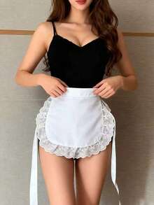 1pc Ditsy Floral Pattern Bib Apron, Oil/Stain Resistant Princess Dress Style - Pink - View 11