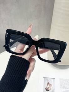 1 Kính mát thời trang Y2K gọng vuông lớn bằng nhựa PC (Polycarbonate) dành cho nữ, đa năng, phù hợp cho trang phục hàng ngày, tiệc tùng, dạo phố - màu đen - Xem 2