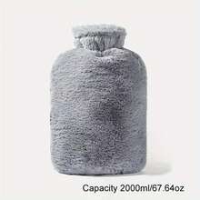 2025 New Hot Water Bag Water Filled Internet Celebrity High Beauty Warm Hand Treasure Warm Stomach Warm Bedding Portable Thick Explosion Proof Warm Bag, Available In Size, Inner Tank With Imitation Rabbit Fur Plush Coat - Pink Grey, Suitable As A Christmas Gift For Women And Men
