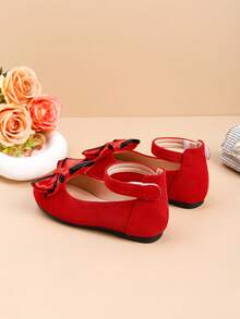 1 Pair Fashionable Girls' Bow Accent Children's Shoes, Autumn/Winter