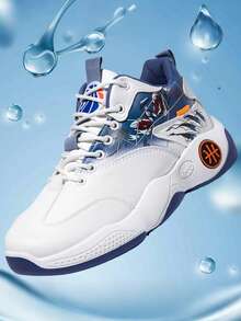 Tenis de baloncesto para hombre, Zapatos deportivos de hombre, Tenis altos de moda, Zapatillas con diseño gráfico, Tenis para deporte y uso diario, Zapatos de baloncesto para hombreCalzado deportivo blanco y colorido, Tenis antideslizantes con soporte, Zapatillas con amortiguación - blanco y azul - Ver 8