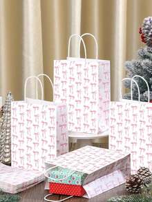 Pink Small Bow Gift Bag Girls Birthday Party Souvenir Handbag Christmas Gift Packaging Bag - Multicolor - View 2