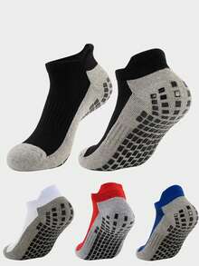 1 Pair Kids Anti-Slip Towel Bottom Short Tube Soccer Socks, Girls Low-Cut Dot Grip Non-Slip Floor Socks For Yoga, Running, Sports