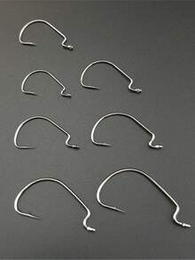 10 piezas Señuelo Cebo Blando con Gancho Reforzado Curvado, Gancho Curvado de Barriga Ancha, Montaje Texas para Pesca de Lubina, Perca, Gusano Blando para Pesca de Mar, Accesorios de Pesca