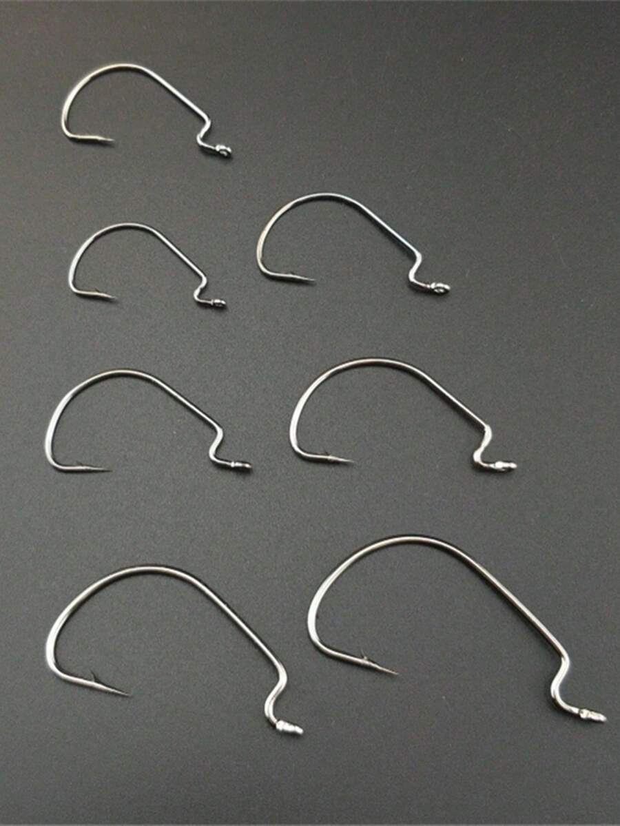 10 piezas Señuelo Cebo Blando con Gancho Reforzado Curvado, Gancho Curvado de Barriga Ancha, Montaje Texas para Pesca de Lubina, Perca, Gusano Blando para Pesca de Mar, Accesorios de Pesca