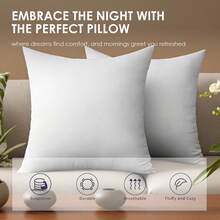 Bedding Throw Pillows Insert (Pack Of 2, White) - 18 X 18/20*20 Inches Bed And Couch Pillows - Indoor Decorative Pillow - 2 White - View 5