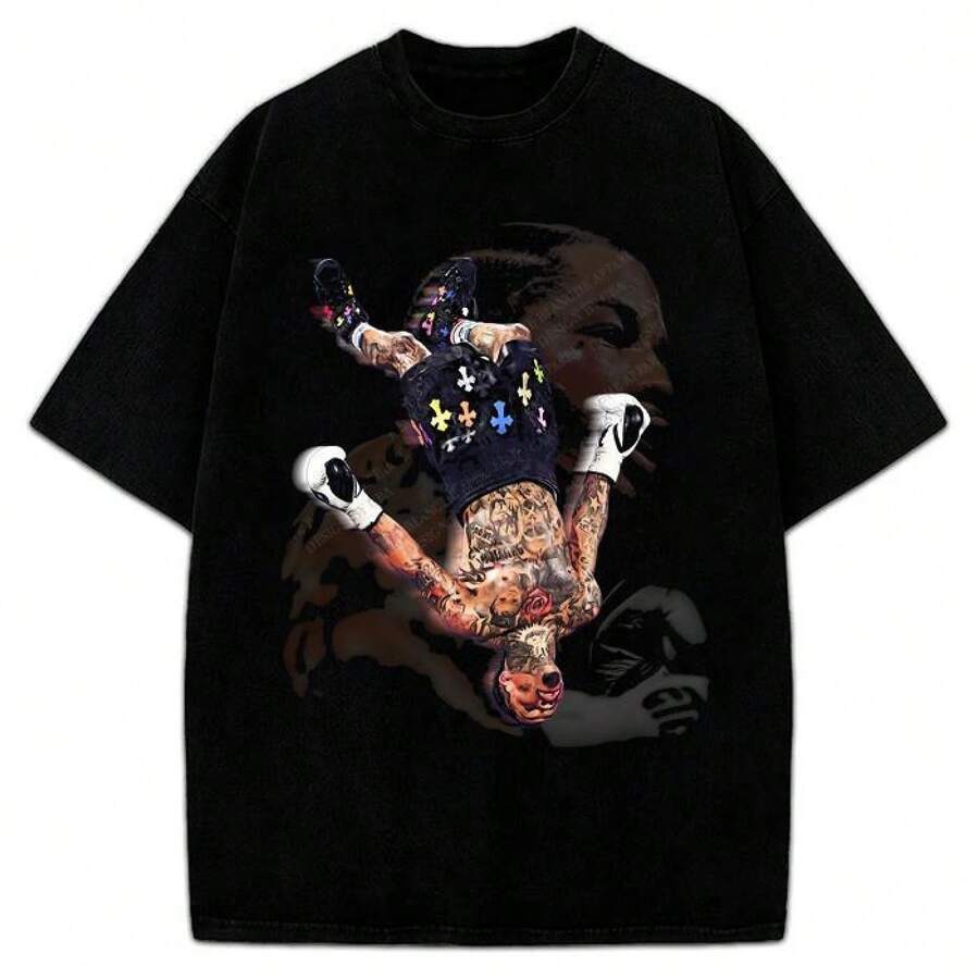 Gervonta Tank Davis Flip T-Shirt Tank Davis Boxing World Champion Custom Graphic Tee - Hitam - View 1