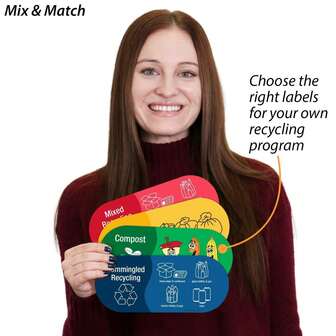 4张装垃圾桶回收标签贴纸，适用于家庭和办公室的混合回收垃圾桶。