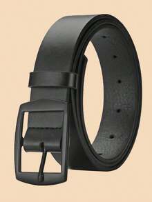 1pc New Fashion Luxury Belt For Men PU Leather Belt Metal Pin Buckle High Quality Famous Brand Designer Waist Strap Belts For Jeans Women Belt Plus Size - 黑色 - 查看 2