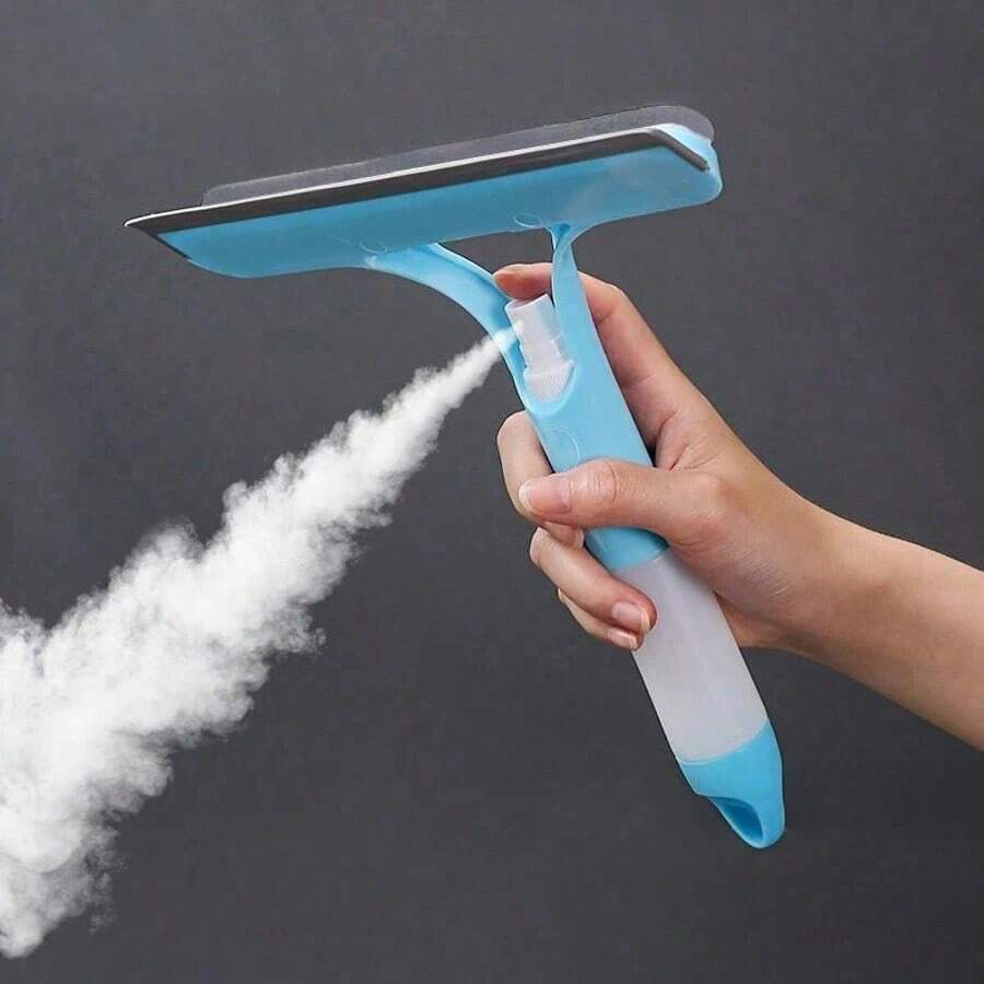 3-In-1 Window Cleaning Kit - Heavy Duty Glass Scraper With Squeegee, Scrubber Pad & Water Sprayer, Short Handle Professional Tool For Streak-Free Shine On Windows, Shower Doors & Tiles - trắng - Xem 1
