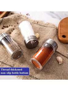 1/2/4pcs Salt And Pepper Shaker Set, Seasoning Bottles With Adjustable Pouring Holes, Stainless Steel Lids, Glass Salt And Pepper Containers, Kitchen Spice Jars - Multicolor - View 4