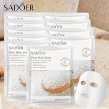 1/5/10片装大米纯天然面膜，用于面部肌肤护理，提亮肤色、保湿滋润、紧致肌肤，适合所有肤质，夜间保湿水凝胶面膜，缩小毛孔，提升肌肤弹性，保湿紧致面膜，适合所有肤质。 - 彩色 - 查看 2