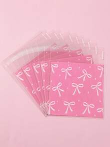50/100 Stücke rosa Schleifenmuster Süßigkeiten Selbstversiegelungsbeutel, Geschenktüten, Geschenkverpackungstüten, Snackbeutel, Verpackungstüten, rosa Schleifen Party Dekorationen, Baby Shower Dekorationen, Snack Schokoladen Keks Backtüten, Donut Tüten, Brautparty Gastgeschenke, Gender Reveal Party Zubehör, 1. Geburtstags Party Dekorationen, Baby Mädchen Party Zubehör, Prinzessin Themen Party Zubehör, Baby Mädchen Geschenke - Rosa Schleife - Übersicht 6