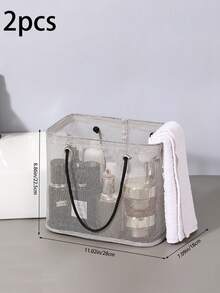 1/2pcs Large Capacity Portable Mesh Shower Bag Makeup Organizer Bag, Travel Toiletry Bag With Hanging Hook, Mesh Shower Caddy, Bathroom Tote Bag For Gym, Travel, Swimming