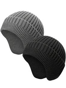 2 Pieces /1 Piece Winter Men Women Winter Running Cycling Hat With Ear Flaps Snow Thermal Warm Knit Skull Cap Windproof Cold-Proof - Multicolor - View 10