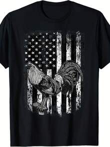 Rooster US Flag  Fight T-Shirt - 款式27 - 查看 1