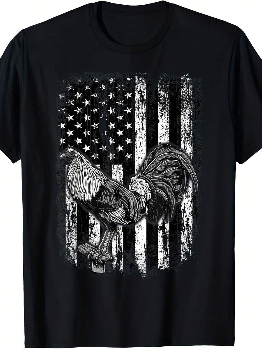 Rooster US Flag  Fight T-Shirt - 款式27 - 查看 1