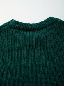 Men's Casual Plaid Christmas Intarsia Knit Pullover Sweater, Versatile, Suitable For Spring, Autumn, Winter - màu xanh lá - Xem 10
