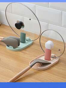 1 Piece Foldable Kitchen Splash Guard Simple Practical Pot Lid Holder, Kitchen Multi-Purpose Pot Lid Storage Rack, Household Soup Spoon Ladle Stand, Multifunctional Plastic Ladle Rack, Hangable - Multicolor - View 3