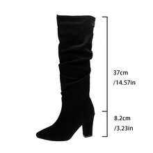 New Pleated Pointed Toe Stiletto High Heel Fashion Boots, Versatile Over-The-Knee Slim Sexy Thigh High Boots For Women - Black - View 8