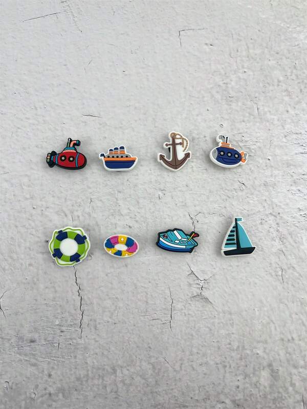 8 Stücke/Set Ozean-Thema U-Boot, Anker Dekor Accessoires für DIY Sandalen, Armbänder, Handyhüllen, geeignet für Strandurlaub, Geburtstag, Feiertagsgeschenke