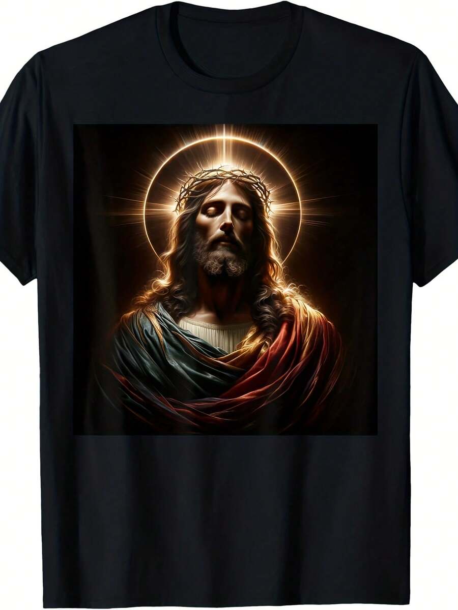 Jesus Cist Divine Crown Of Thorns Cistian Art T-Shirt - Style 4 - View 1