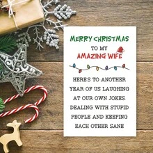 1PC Funny Christmas Card For Wife Woman, Lovely Xmas Gift From Husband Man, Merry Christmas To My Amazing Wife - one-size - View 6