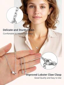 Initial Heart Necklace For Women, 925 Sterling Silver Tiny Heart Letter Necklace Siver, Gold Necklace, Come With Box2025 - 銀色 - 查看 5