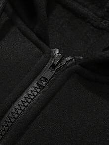 Women Zip-Up Sweatshirt Jacket, American Style Cross English Text Graphic Print, Warm Lining, Autumn/Winter