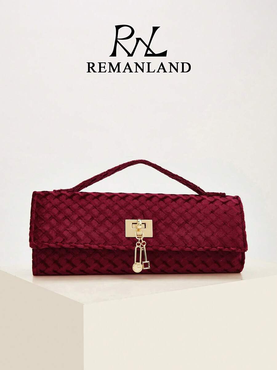 REMANLAND Bolsos de mano de lujo para mujer, bolso de embrague de terciopelo burdeos, bolso de noche con cierre giratorio dorado y asa superior, bolso de fiesta y boda para mujer, bolso de noche para fiesta, mujer, perfecto para fiesta, boda, baile de graduación, cena/banquete, mejor regalo para mujeres