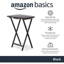 Portable TV Dinner 4 - Pack Rectangular Folding Tray Table With Storage Rack, Black, 15x 19x 26 - 黑色+4件裝 - 查看 3