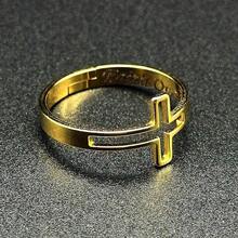 Sideways Cross Ring Religious Faith Over Fear Inside Remind Pray To God Jesus| Adjustable Stainless Steel Religious Cross Ring| Jewelry Box Included2025 - Gold - View 6