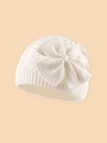 3pcs Baby Bow Knitted Hat Set, Fashionable Warm Knitted Cap, Soft Versatile Ear Protection Knitted Hat, Suitable For Newborns Everyday Wear In Autumn/Winter - Multicolor - View 4