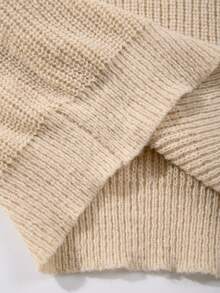 轻薄宽松针织毛衣，带有纹理图案，休闲中性设计，适合秋冬季穿着。 - 淡黃色 - 查看 8