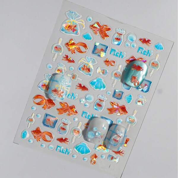 Goldfish Crystal Drop Adhesive Sticker, Ins Transparent Cute 3d Handbook IPad Mobile Phone Decoration DIY Sticker