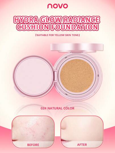 NOVO 持久遮瑕气垫粉底液，保湿控油哑光轻薄不脱妆，适合学生党和初学者，性价比高，提亮肤色，打造无瑕气色