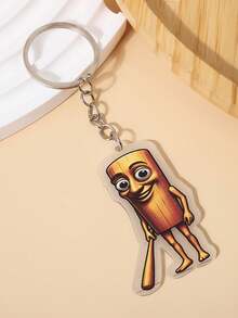 Abstrakte Holzstabfigur & Großer Fuß Acryl Schlüsselanhänger, kreative Schlüsselanhänger Weihnachtsgeschenk Tasche Anhänger Auto Zubehör Lehrer Freund Schwester Geschenkideen