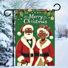 Merry Christmas Black Santa Claus Garden Flag - Double-Sided, Durable Polyester, 12x18 Inch - Perfect For Outdoor Home & Yard Decor Home Decor Christmas Decorations Room Decor