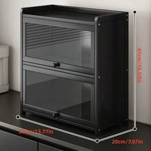 1pc Flip Cover Cup Holder Organizer, Desktop Cup Rack, Multi-Layer Storage Cabinet For Tea/Coffee Cups, Space-Saving, Easy Storage For Mugs