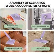 二合一软毛拖把，带拖把夹，适用于厨房、浴室和玻璃清洁——必备家用清洁工具 - 彩色 - 查看 10