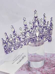 TOBATOBA Tiaras For Women, Dark Purple Tiara Crowns For Women, Wedding Tiara For Bride Queen Crown, Royal Princess Quinceanera Headpieces For Birthday Prom Pageant Halloween Cosplay Accessories - 深灰色 - 查看 5