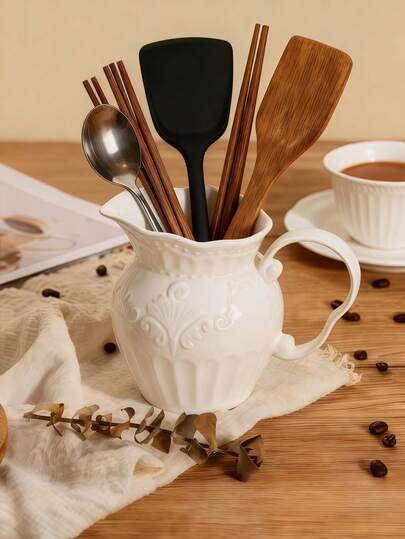 Utensil Storage Canister, Creative Cutlery Holder, Kitchen Organizer, Decorative Tableware Storage Jar, Chopsticks & Spoon Draining Canister