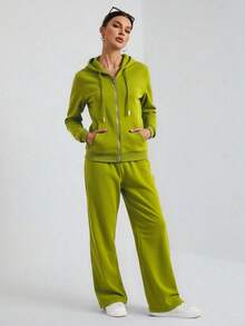Women Two-Piece Outfits - Olive Green 1 - View 5