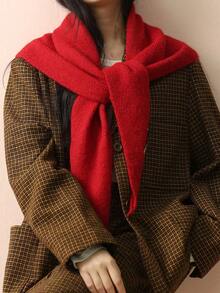 1条三角围巾，100%羊毛，女士头巾，针织围巾，多功能保暖针织围巾，适合搭配连衣裙 - 100% Wool - 查看 2