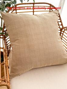 1 vỏ gối trang trí có khóa kéo ẩn, thích hợp trang trí phòng khách, phòng ăn và phòng ngủ, chất liệu giả vải lanh, phong cách tối giản (không kèm ruột gối) - Nhiều màu - Xem 6