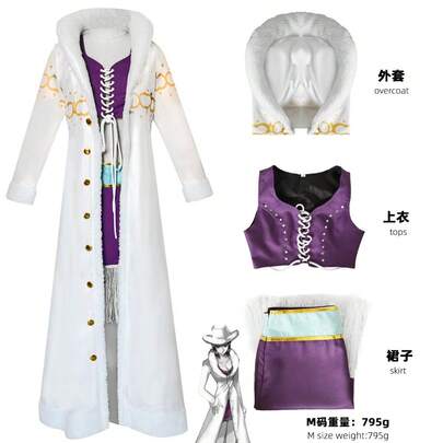 Disfraz de Cosplay de One Piece Robin Chaqueta con Cuello de Piel Disfraz de Cosplay de One Piece Nico Robin Halloween