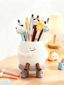 Portapenne carino a cartone animato - Organizer da scrivania multifunzionale con design adorabile, figurina bianca carina con espressioni facciali allegre e gambe, perfetto per riporre penne, matite, pennarelli, evidenziatori, ideale come decorazione da scrivania per studenti, lavoratori d'ufficio, stanze di studio e spazi di lavoro domestici, aggiunge un tocco giocoso e affascinante al tuo spazio mantenendo la scrivania ordinata. Adatto come decorazione per la stanza, la casa, l'ufficio. - Multicolore - Visualizzare 5