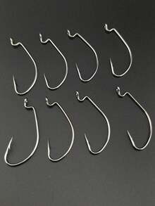 10 piezas Señuelo Cebo Blando con Gancho Reforzado Curvado, Gancho Curvado de Barriga Ancha, Montaje Texas para Pesca de Lubina, Perca, Gusano Blando para Pesca de Mar, Accesorios de Pesca