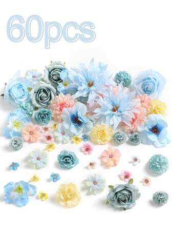 50 件/100 件迷你丝绸花头假玫瑰雏菊人造花工艺品玫瑰梅花头向日葵雏菊婚礼装饰帽万圣节家庭婚礼，2-5 厘米